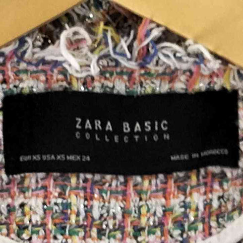 ザラ ZARA ノーカラー ツイードジャケット レディース import:XS