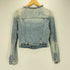 TEXTILE USA製 ステッチ ノーカラー デニムジャケット Y2K レディース import:S