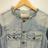 TEXTILE USA製 ステッチ ノーカラー デニムジャケット Y2K レディース import:S