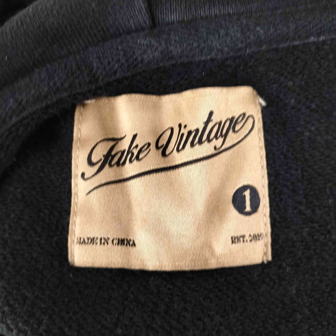 FAKE VINTAGE フェード加工 プリント プルオーバーパーカー メンズ JPN:1