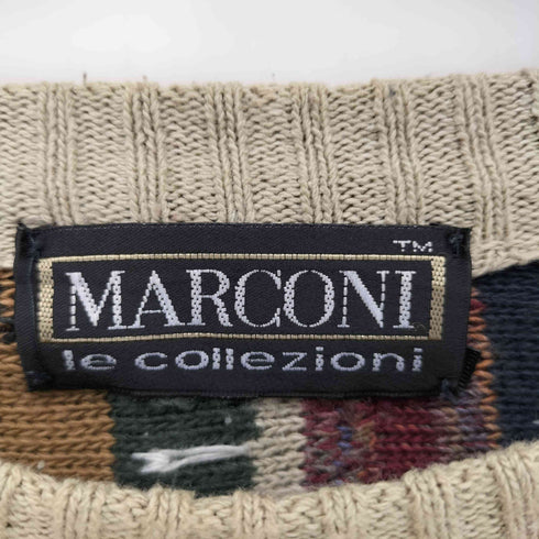 MARCONI マルコーニ ブルガリア製 3D 立体編みクルーネックニット メンズ XL