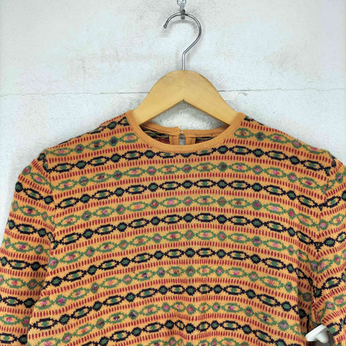 ユナイテッドカラーズオブベネトン UNITED COLORS OF BENETTON イタリア製 ジメオトリック柄 ウール ニットセーター レディース S