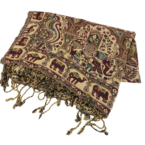 パシュミナ PASHMINA インド製 カシミヤ100% 総柄 ストール レディース