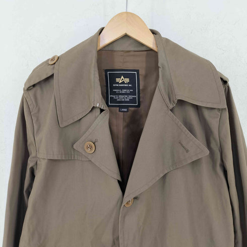 アルファインダストリーズ ALPHA INDUSTRIES コットン アクリルコーティング ミリタリー ショート トレンチコート メンズ L