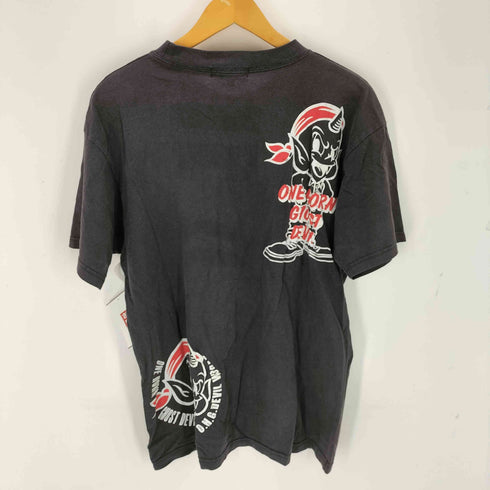 90s O.H.G DEVIL ワンホーン ゴースト デビル カジュアルロゴプリント半袖Tシャツ メンズ M