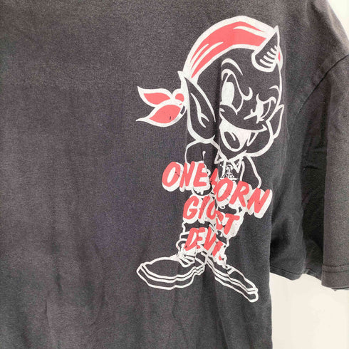 90s O.H.G DEVIL ワンホーン ゴースト デビル カジュアルロゴプリント半袖Tシャツ メンズ M
