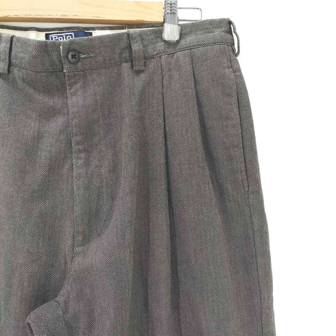 ポロバイラルフローレン Polo by RALPH LAUREN 90S Cotton Herringbone 2Tuck Wide Dress Trousers コットン ヘリンボーン 2タック ワイド ドレス トラウザー スラックス パンツ メンズ 36×30
