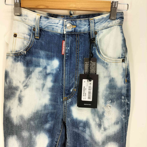 ディースクエアード DSQUARED2 イタリア製 ブリーチ加工 クラッシュデニムパンツ レディース 36