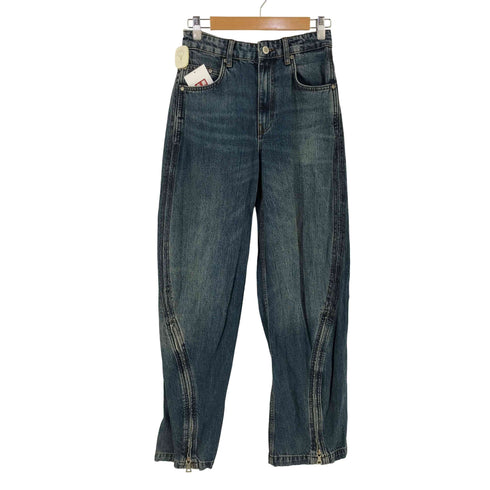 ザラ ZARA ジップデザイン テーパード デニムパンツ レディース 22