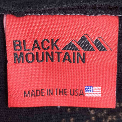 ブラックマウンテン BLACK MOUNTAIN USA製 総柄 雪山 オオカミ フリースジャケット 裾ドローコード メンズ import:L