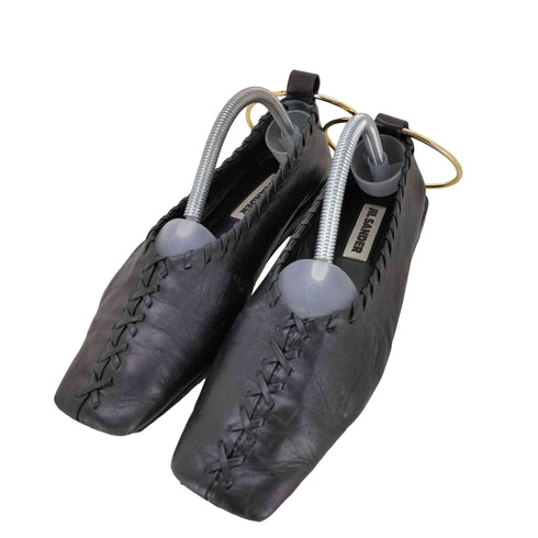 ジルサンダー JIL SANDER レースアップ メタルアンクレット レザー バレエシューズ レディース 36