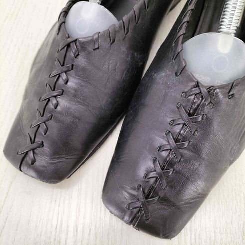 ジルサンダー JIL SANDER レースアップ メタルアンクレット レザー バレエシューズ レディース 36