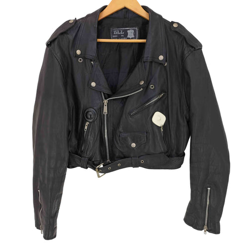 BLL 80s カウレザー エポレット クロップド ダブルライダースジャケット メンズ import:XL
