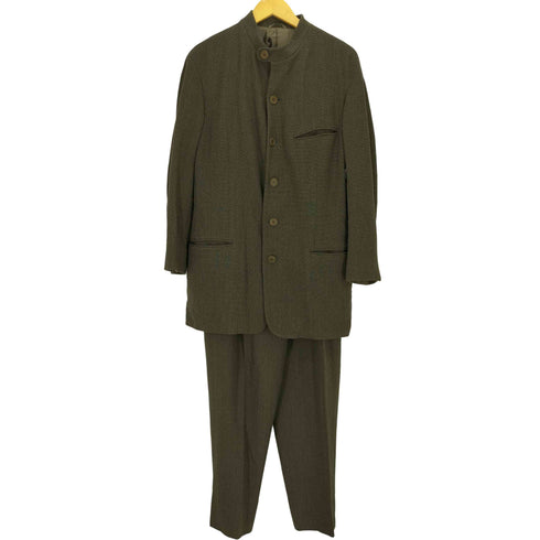 ジョルジオアルマーニ Giorgio Armani 80S 黒タグ イタリア製 ウールナイロン スタンドカラージャケット&2タックスラックス セットアップ メンズ