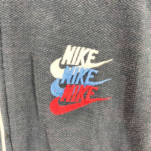 ナイキ NIKE 80s イタリア製 紺タグ 3連 スウッシュロゴ 刺繍 ジップアップ ベスト メンズ L