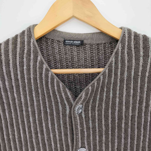 ジョルジオアルマーニ Giorgio Armani 80S 黒タグ イタリア製 ウール混 ストライプベスト メンズ