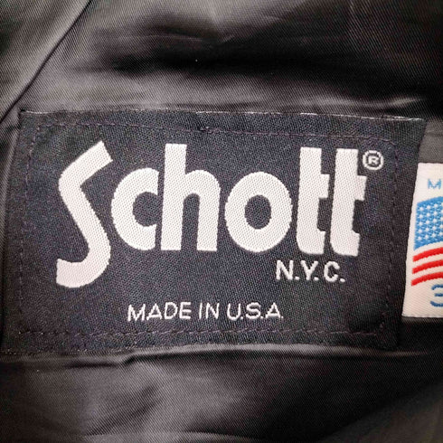 ショット Schott USA製 バックステッチ ジッパーフライ ストレートレザーパンツ メンズ US:30-31