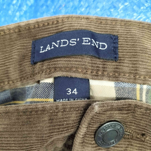 ランズエンド LANDS END 裏地チェック コーデュロイ パンツ メンズ 34