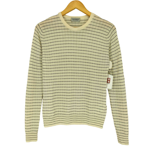 ジョンスメドレー JOHN SMEDLEY イングランド製 ウール ボーダー クルーネック長袖 ニット レディース S
