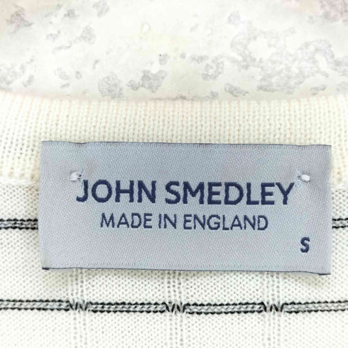 ジョンスメドレー JOHN SMEDLEY イングランド製 ウール ボーダー クルーネック長袖 ニット レディース S
