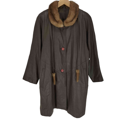 Partina lamb leather ラムレザー 羊革 襟ファー ジャケット レディース JPN:M