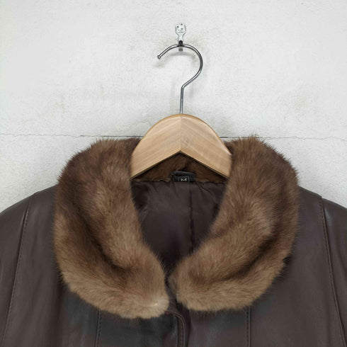 Partina lamb leather ラムレザー 羊革 襟ファー ジャケット レディース JPN:M