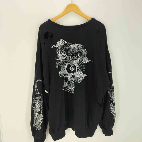 レフレム REFLEM ドラゴン 刺繍 ダメージ 加工 プルオーバー スウェット レディース FREE