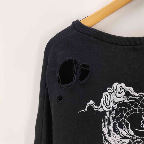 レフレム REFLEM ドラゴン 刺繍 ダメージ 加工 プルオーバー スウェット レディース FREE
