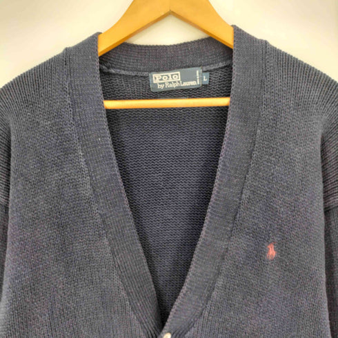 ポロバイラルフローレン Polo by RALPH LAUREN 90S ポニー刺繍 コットン ニット Vネック カーディガン メンズ import:L