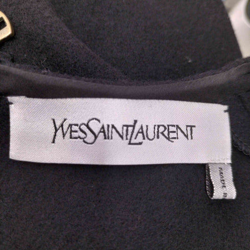 イヴサンローラン Yves Saint Laurent フランス製 フリンジデザイン ノースリーブウールワンピース レディース