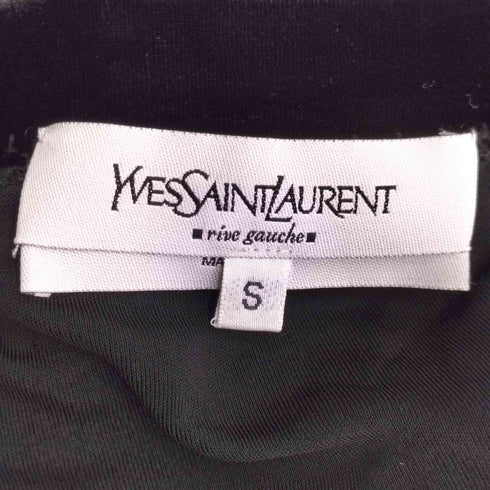 イヴサンローラン Yves Saint Laurent rive gauche イタリア製 半袖 ベロア切替 レーヨンブラウス レディース import:S
