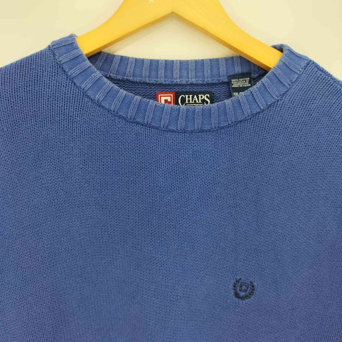 チャップス CHAPS 90S ロゴ刺繍 クルーネック コットン ニット メンズ import:XXL
