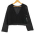 トリココムデギャルソン tricot COMME des GARCONS 80-90s サテン切り替えVネックニット シャツ レディース