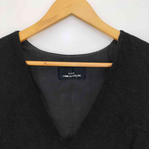トリココムデギャルソン tricot COMME des GARCONS 80-90s サテン切り替えVネックニット シャツ レディース