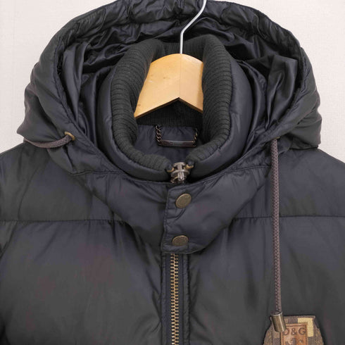ディーアンドジードルチェアンドガッバーナ D&G DOLCE&GABBANA 00S ロゴエンブレムワッペン フーテッドダウンジャケット メンズ JPN:48