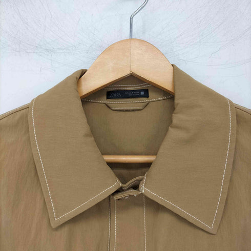 ザラ ZARA コントラストステッチ ボクシーフィットシャツジャケット メンズ import:M