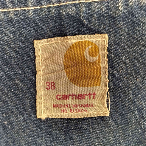 カーハート Carhartt 80S MADE IN USA プリントタグ 裏地ブランケット デニムカバーオールジャケット チョアコート メンズ 8LC