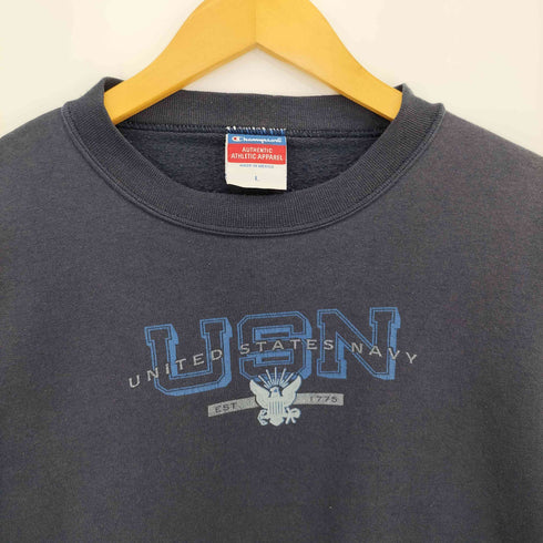 チャンピオン Champion 90s~00s メキシコ製 UNITED STATES NAVY プリント 袖目あり クルーネックスウェット メンズ import:L