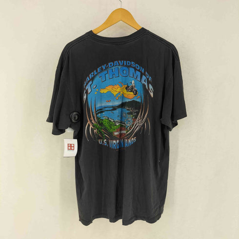 ハーレーダビッドソン HARLEY-DAVIDSON 00S ラメロゴ スカル 両面プリント 半袖 Tシャツ メンズ XL
