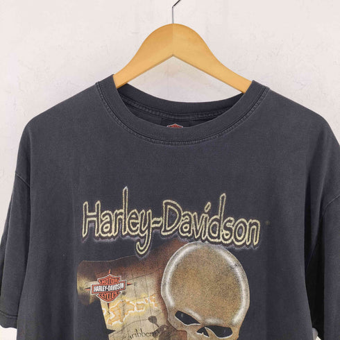 ハーレーダビッドソン HARLEY-DAVIDSON 00S ラメロゴ スカル 両面プリント 半袖 Tシャツ メンズ XL