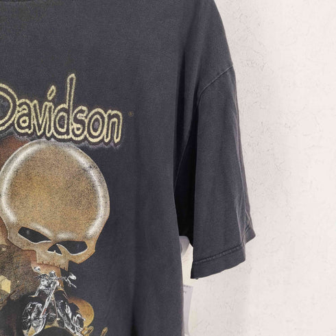 ハーレーダビッドソン HARLEY-DAVIDSON 00S ラメロゴ スカル 両面プリント 半袖 Tシャツ メンズ XL
