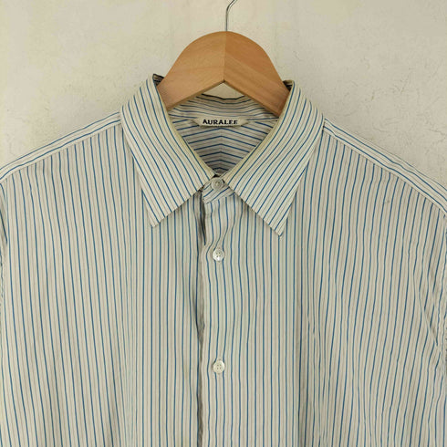 オーラリー AURALEE 251AW COTTON SILK STRIPE SHIRT コットン シルク ストライプ シャツ メンズ 3