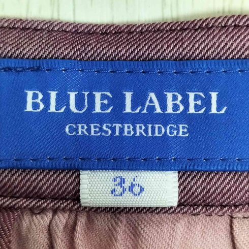 ブルーレーベルクレストブリッジ BLUE LABEL CRESTBRIDGE ロゴプレート バンドカラー チェック ミディ丈 半袖 ワンピース レディース JPN:36