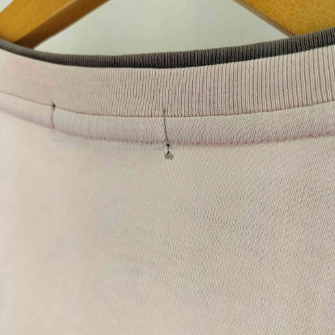 バーバリーブラックレーベル BURBERRY BLACK LABEL レイヤードデザイン フロントプリント リンガーTシャツ レディース JPN:2