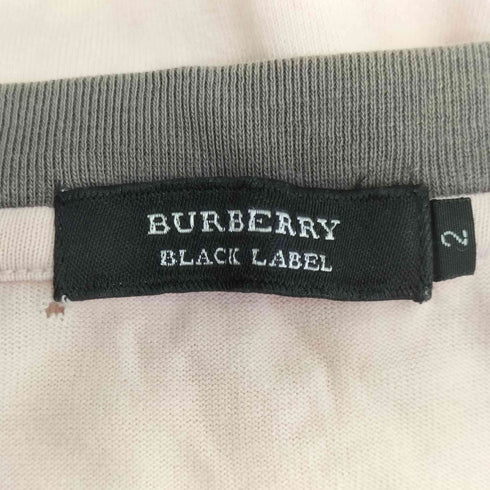 バーバリーブラックレーベル BURBERRY BLACK LABEL レイヤードデザイン フロントプリント リンガーTシャツ レディース JPN:2