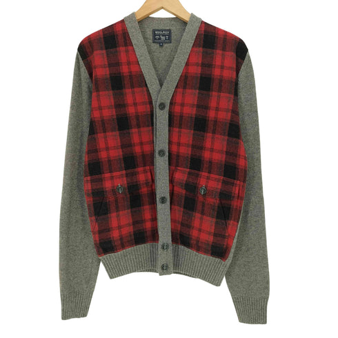 ウールリッチ WOOLRICH チェック切替 エルボーパッチ ダブルフラップポケット ウール カーディガン メンズ import:S