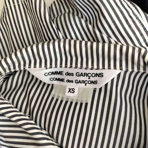 コムデギャルソンコムデギャルソン COMME des GARCONS COMME des GARCONS AD2010 10AW コットン ストライプ 長袖 丸襟 ブラウス レディース XS