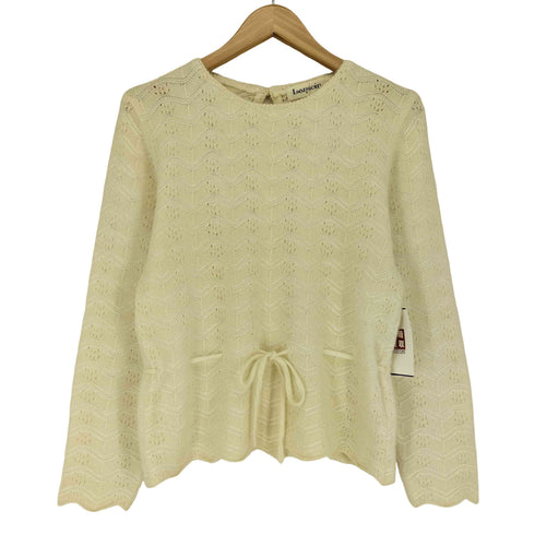 LANSOIR Angora アンゴラ混 カギ編み セーター レディース JPN:M