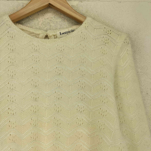 LANSOIR Angora アンゴラ混 カギ編み セーター レディース JPN:M
