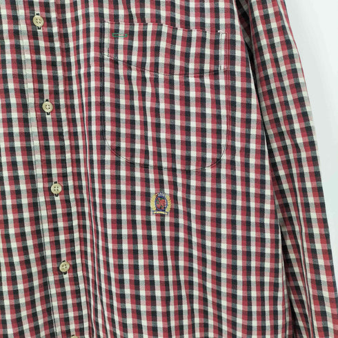 トミーヒルフィガー TOMMY HILFIGER 90S ワンポイント 刺繍 チェック シャツ ボタンダウン メンズ import:XL